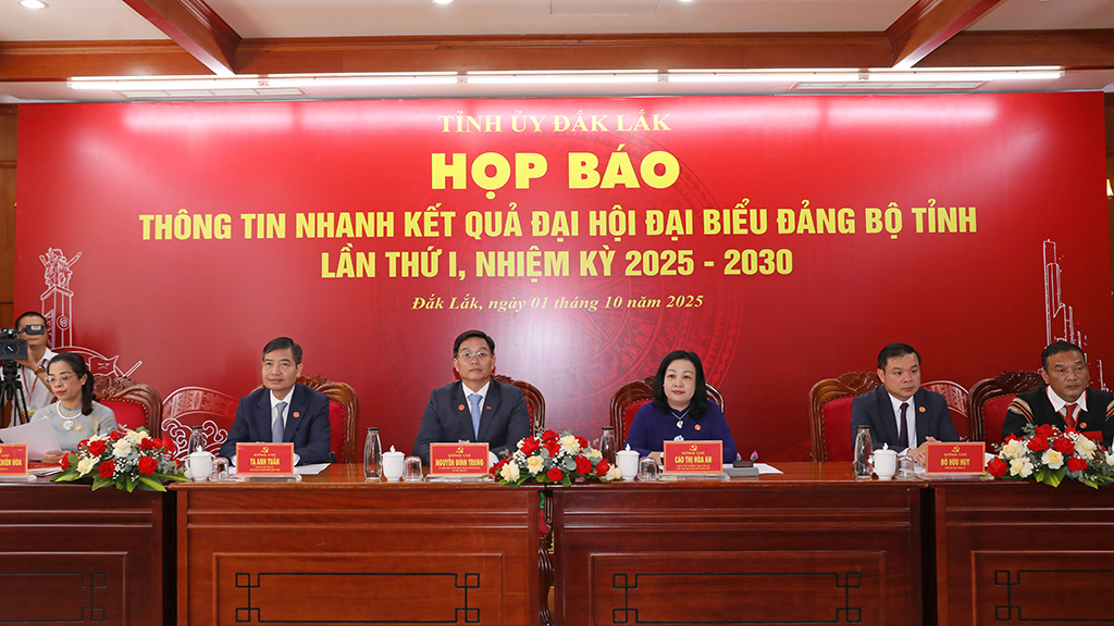 Thông báo nhanh kết quả Đại hội Đại biểu Đảng bộ tỉnh Đắk Lắk lần thứ I, nhiệm kỳ 2025 - 2030